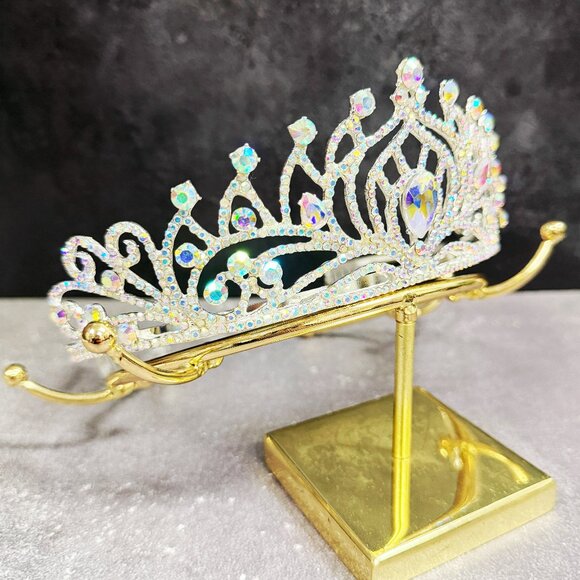 Diamond Silver Tiara, Tiara with Comb, Princess Tiara, Silver Cosplay Headband - Picture 4 of 8
